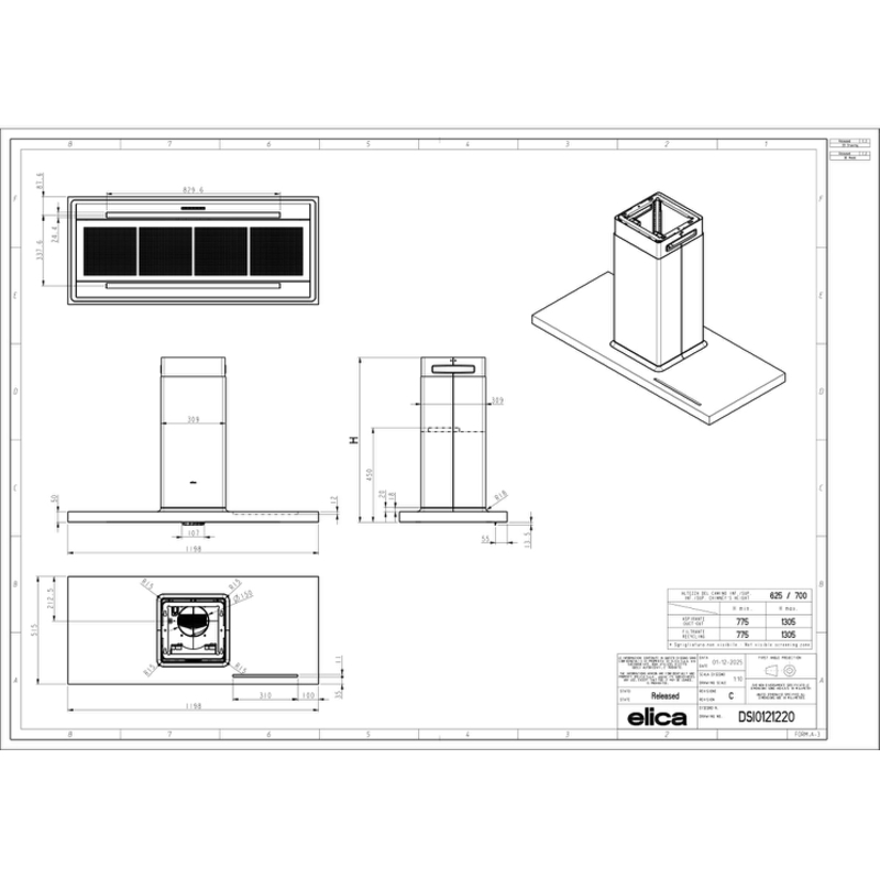 Elica BIO ISLAND WH/A/120X53 ROVERE-PRF0148081A